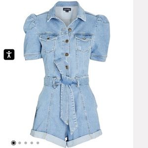 RETROFÊTE
Phoebe Denim Puff Sleeve Romper